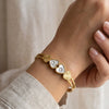 White Heart Motif Anti-Tarnish Bangle Bracelet