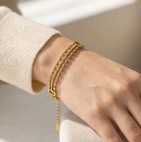 Layered Crystal & Beaded Gold Plated Bracelet | Anti-Tarnish Everyday Wear