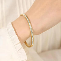 Edgy Glam Crystal & Nail Bangle Stack | Anti-Tarnish Fashion Jewelry