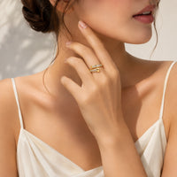 Nail Wrap Ring with Baguette Crystals | Anti-Tarnish Gold Plated