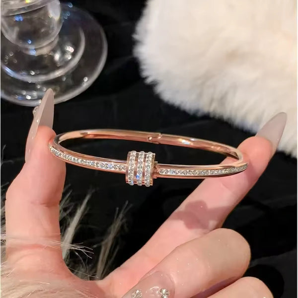 Elegant American Diamond Rose Gold Plated Bracelet Close Up