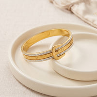 Buckle Design Anti-Tarnish Gold-Plated Bracelet with CZ Stones