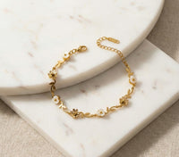 Anti-Tarnish Floral Daisy Gold Plated Bracelet - Korean Style