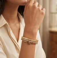Anti-Tarnish Gold Plated Layered Pink Stone Bracelet