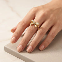 Bow Knot Ring | Anti-Tarnish Gold Plated Adjustable CZ Design