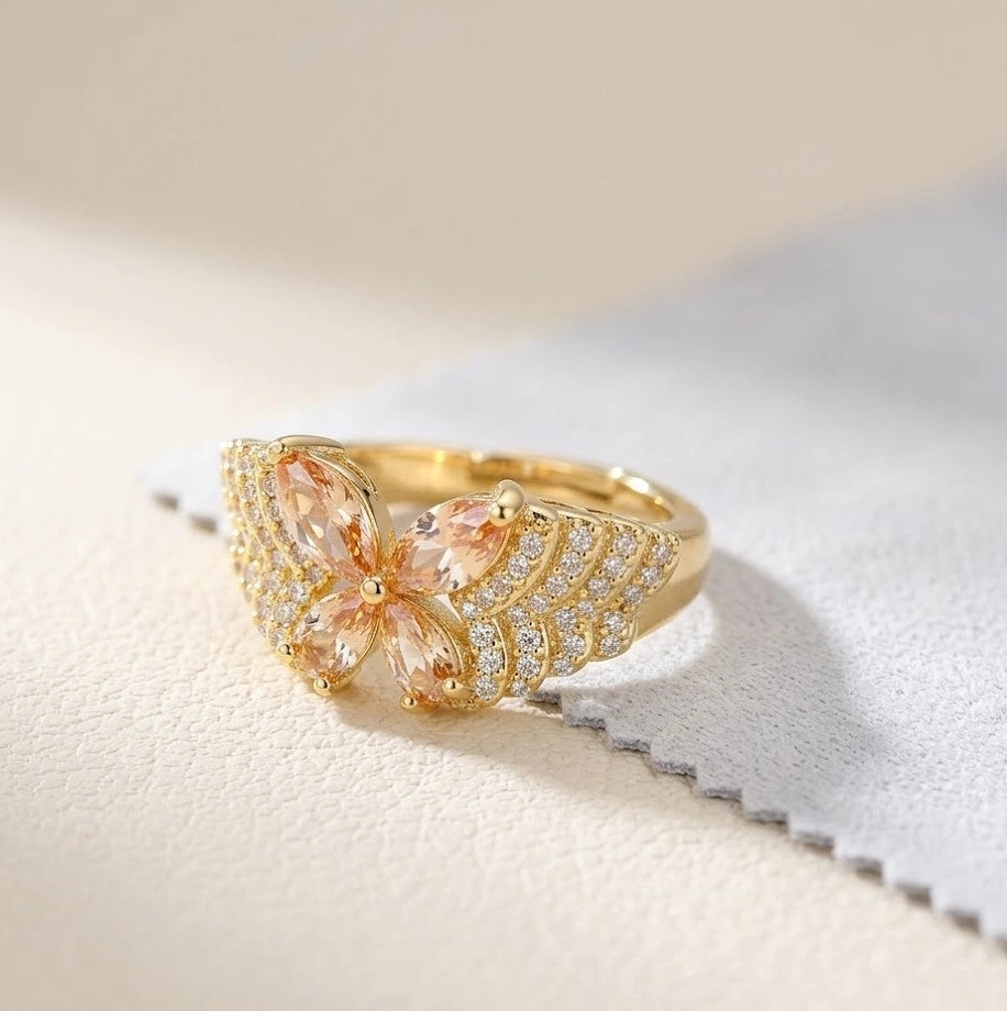 Elegant Butterfly Crystal Fashion Ring | High-Quality Statement Piece