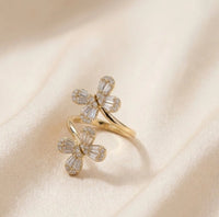 Double Butterfly Crystal Adjustable Fashion Ring