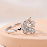 Crystal Butterfly Fashion Ring - High Quality Silver Tone | Moncheri