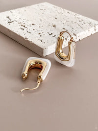 Geometric U-Shape Resin Hoop Earrings | High Quality Fashion Jewelry