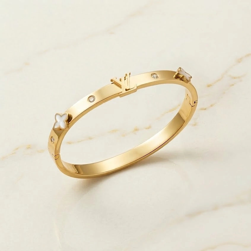 Luxury Monogram White Clover Anti-Tarnish Bracelet ( baby size)