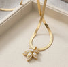 Floral Crystal Pendant Snake Chain Necklace | Anti-Tarnish Gold-Plated Fashion Jewelry