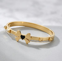 Premium Gold Butterfly Black Heart Bracelet for Women