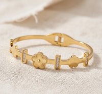 Premium Gold Plated Floral Clover Bracelet for Women