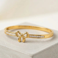 Dainty Bow Cuff Bracelet | Anti-Tarnish Gold Plated Bangle
