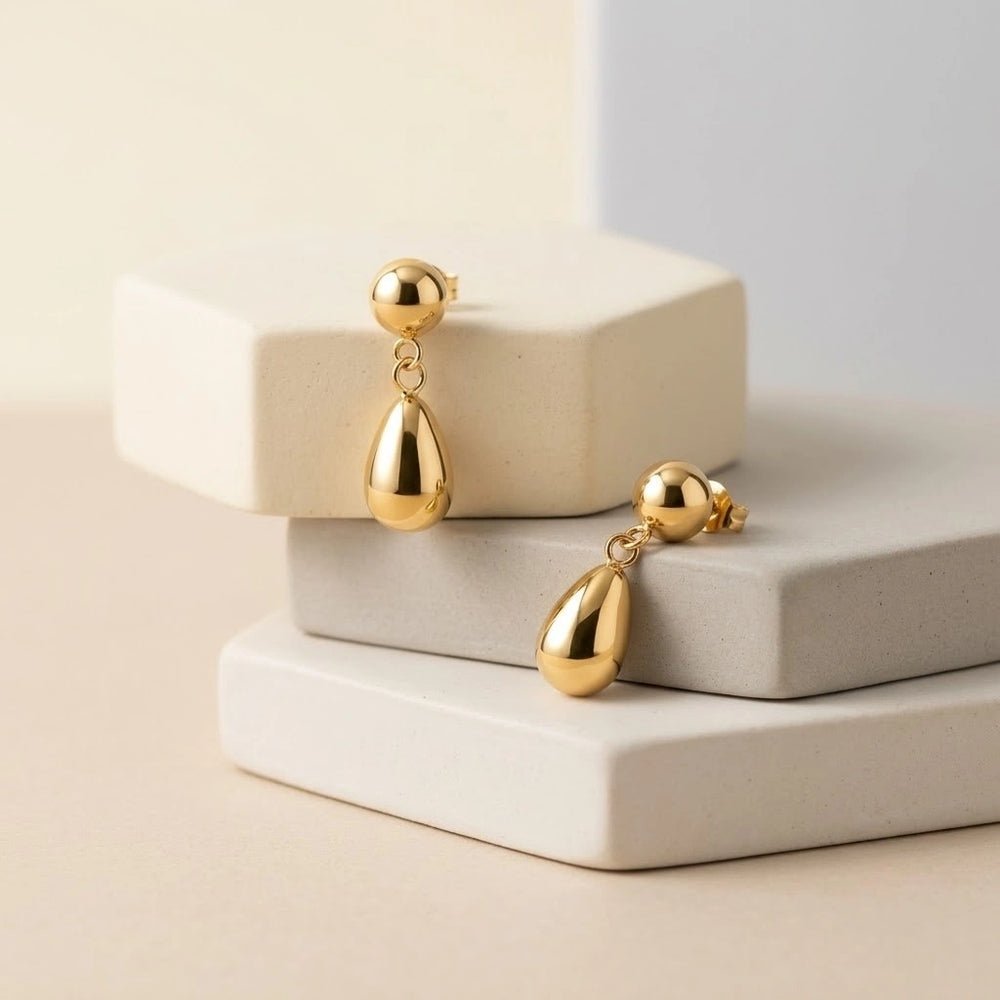 Minimalist Teardrop Dangle Earrings - Anti Tarnish Gold Plated