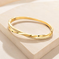 Twisted Zirconia Gold-Plated Bracelet | Anti-Tarnish Minimalist Bangle