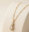 Teardrop Crystal Halo Pendant Necklace | Anti-Tarnish Fashion Jewelry