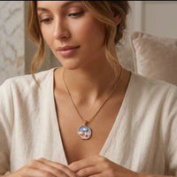Enamel Floral Pearl Pendant Necklace - Anti Tarnish Gold Plated