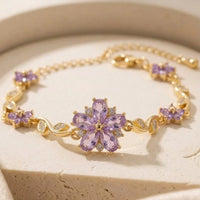 Tulip Purple Floral Vine Anti Tarnish Bracelet for Women | Premium Plated