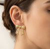Gold Bow Stud Earrings for Women | Elegant Ribbon Fashion Jewelry