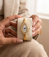 Elegant Marquise Dial Anti-Tarnish Gold Plated Bangle Watch for Women