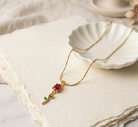Elegant Rose Pendant Necklace - Anti-Tarnish Gold-Plated Floral Jewelry-Tulip
