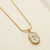 Floral Motif Enamel Pendant Necklace - Anti-Tarnish Gold-Plated Jewellery