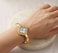 Premium Clover Anti-Tarnish Gold Plated Bangle Watch for Women