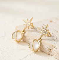 Celestial Star Drop Earrings with Opal Stone | Fashion Jewelry