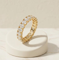 Gold Crystal Eternity Fashion Ring - High Quality Statement Band for Women