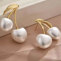 Pearl Cherry Drop Earrings - High Quality Korean Fashion Jewelry