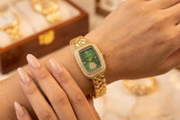 The Emerald Elegance Vintage Watch | Gold Plated & Anti-Tarnish