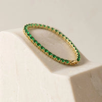 Emerald Green Tennis Bracelet - Anti Tarnish Gold Plated