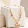 Pink Floral Vine Necklace - Anti Tarnish Gold Plated Jewelry-Tulip