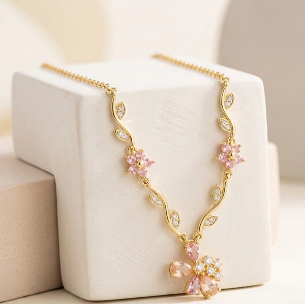 Elegant Leaf Vine Design Gold Plated Necklace Details