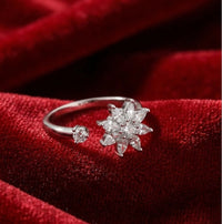 Starburst Crystal Adjustable Ring | High Quality Silver-Tone Fashion Ring