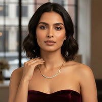 Anti-Tarnish Gold Plated Snake Chain Necklace with Diamond Bar – Sleek Korean Style Jewelry