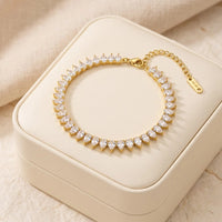 Teardrop Crystal Tennis Bracelet - Anti-Tarnish Gold Plated