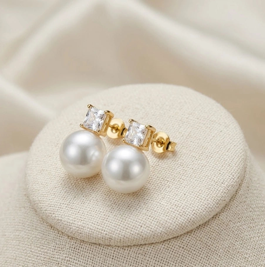 Classic Pearl & Crystal Drop Earrings | Premium Fashion Jewelry