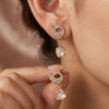 Pearl Drop Dangle Earrings with Crystal Swirl | High-Quality Gold Plated