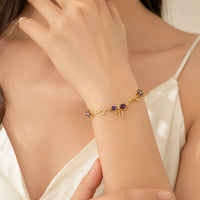 Purple Floral Bow Anti Tarnish Gold Plated Bracelet