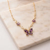 Purple Butterfly Pendant Necklace - Anti-Tarnish Gold-Plated Floral Jewelry