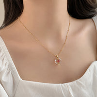 Crystal Heart Pendant Anti-Tarnish Gold Plated Necklace