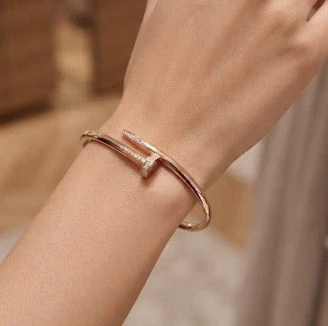 Rose Gold Nail Bracelet | Minimalist Anti Tarnish Statement Jewelry