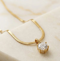Anti-Tarnish Gold Plated Solitaire Pendant Snake Chain Necklace