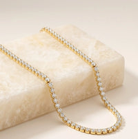 Anti-Tarnish Gold Plated CZ Tennis Necklace | Minimalist Everyday Choker
