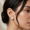 Elegant White Floral Pearl Stud Earrings