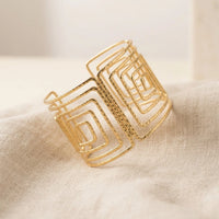 Geometric Statement Cuff Bracelet - Wide Textured Bangle