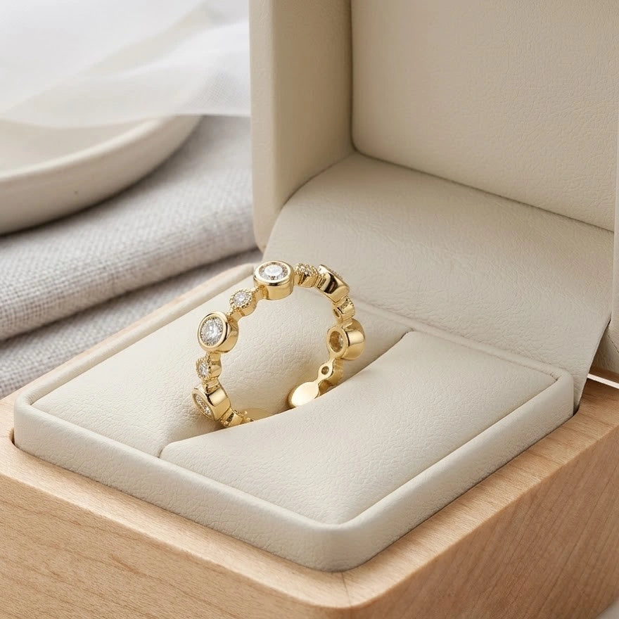 Vintage Bezel Crystal Stacking Ring | High Quality Fashion Jewelry