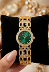 Emerald Vintage Anti-Tarnish Gold Plated Luxury Watch